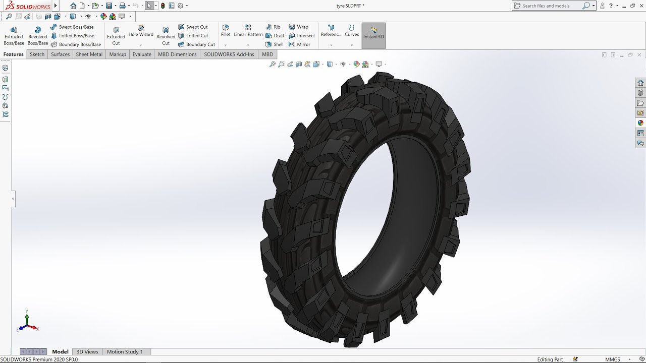Tractor rear tyre making solidworks