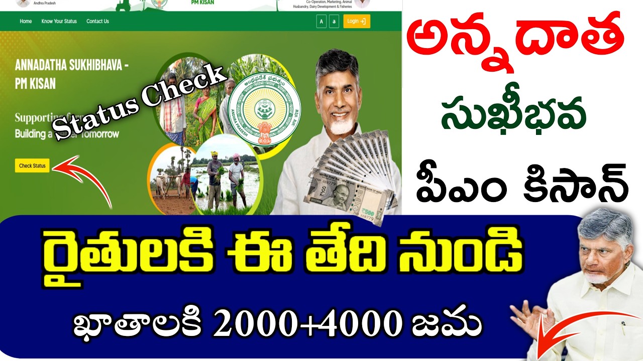 అన్నదాత సుఖీభవ-పీఎం కిసాన్|రైతులకి గుడ్ న్యూస్ ఈ తేది నుండి వీరికి 6000/- రూ జమ|Online Status Check|
