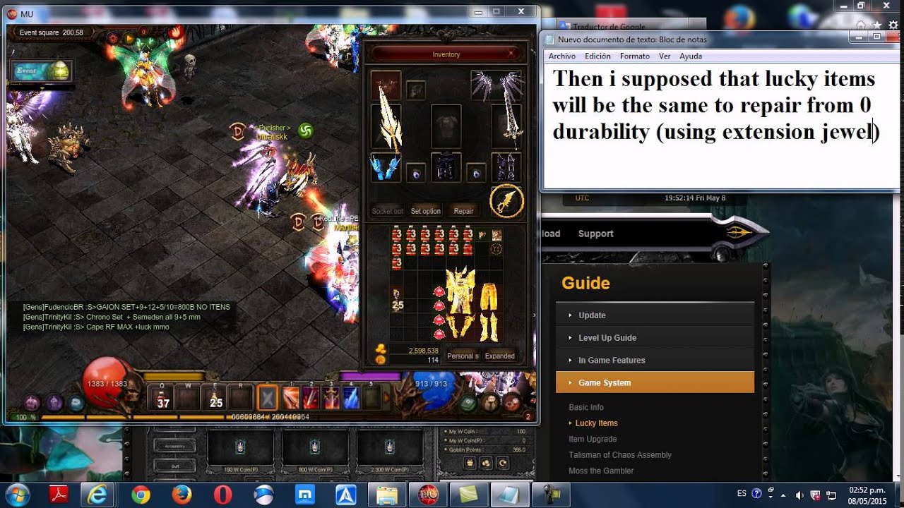 Cant repair lucky items