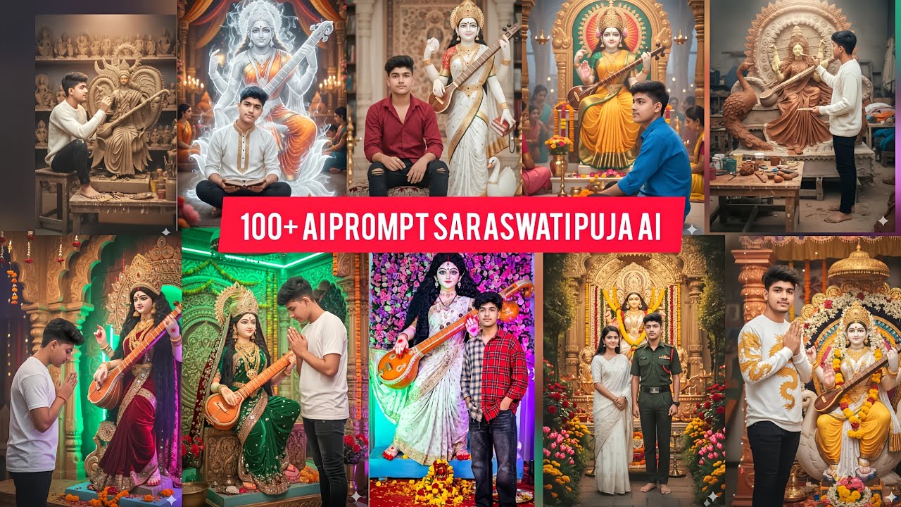 🙏100+ Saraswati Puja AI Photo Editing 2026 | Gemini AI Photo Prompt | Saraswati Puja Viral AI Images