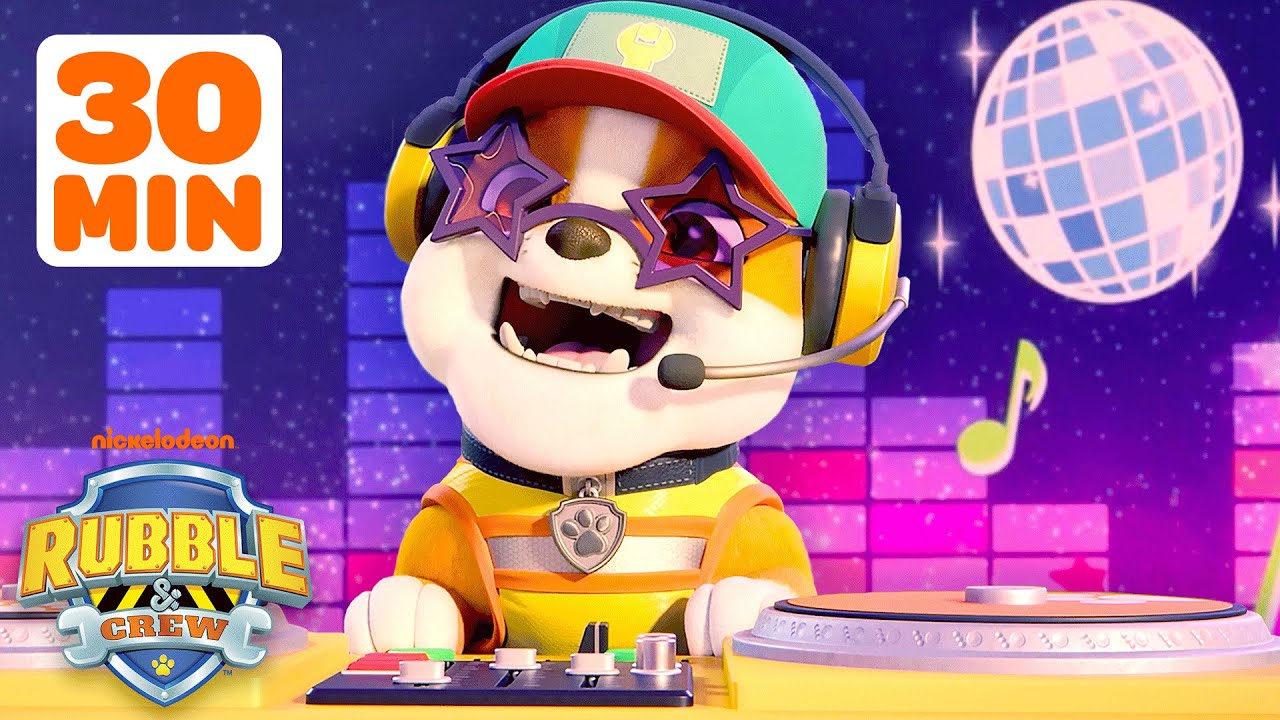 DJ Rubble's Bounce & Build Construction + Songs! w/ Charger & Wheeler | 30 Minutes | Rubble & Crew