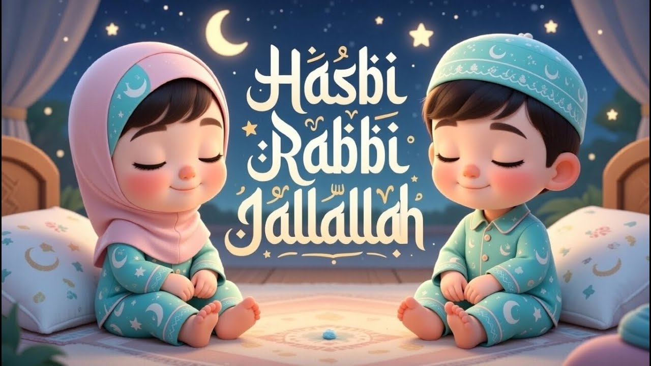 Hasbi Rabbi Jallallah 🌙 | Peaceful Islamic Nasheed for Kids | Bedtime Lullaby & Sleep Song