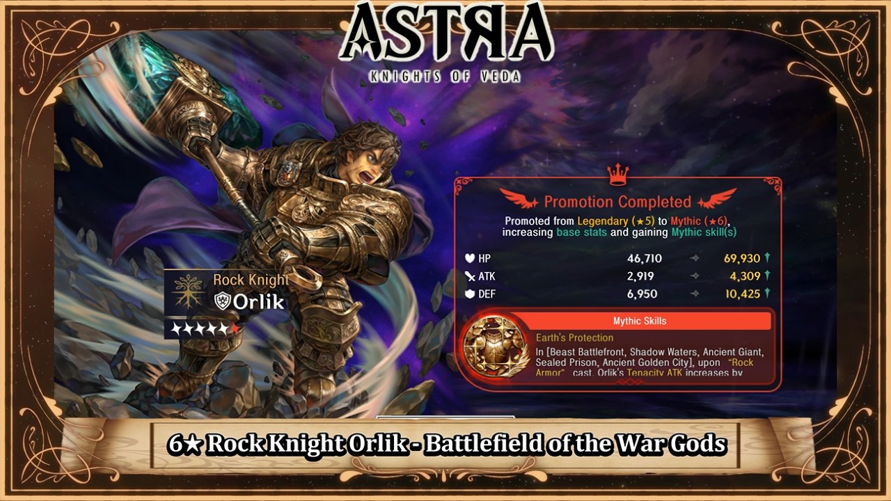ASTRA: Knights of Veda - 6★ Rock Knight Orlik - Battlefield of the War Gods
