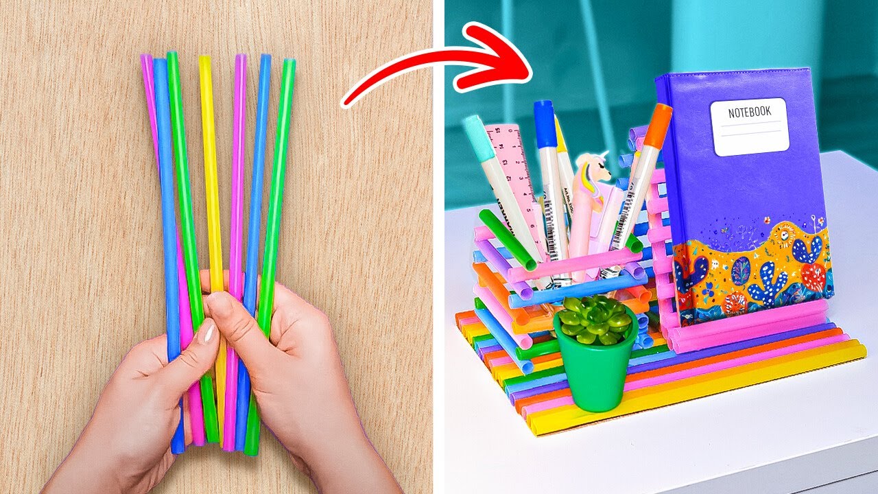 أفكار رائعة للأدوات المدرسية 😍🎒 حيل و أعمال يدوية مدرسية