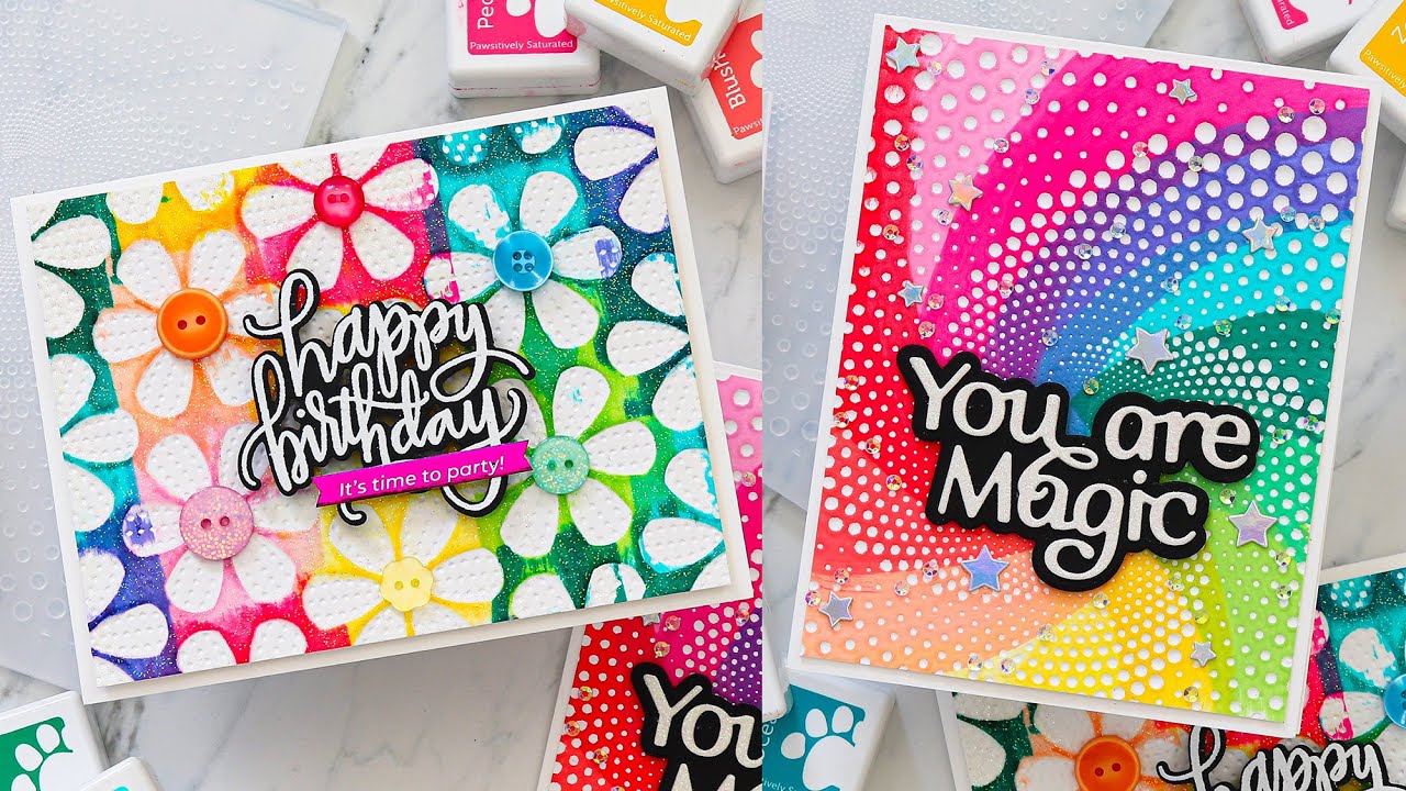 Embossing Folder Blackout Technique with COLOR!