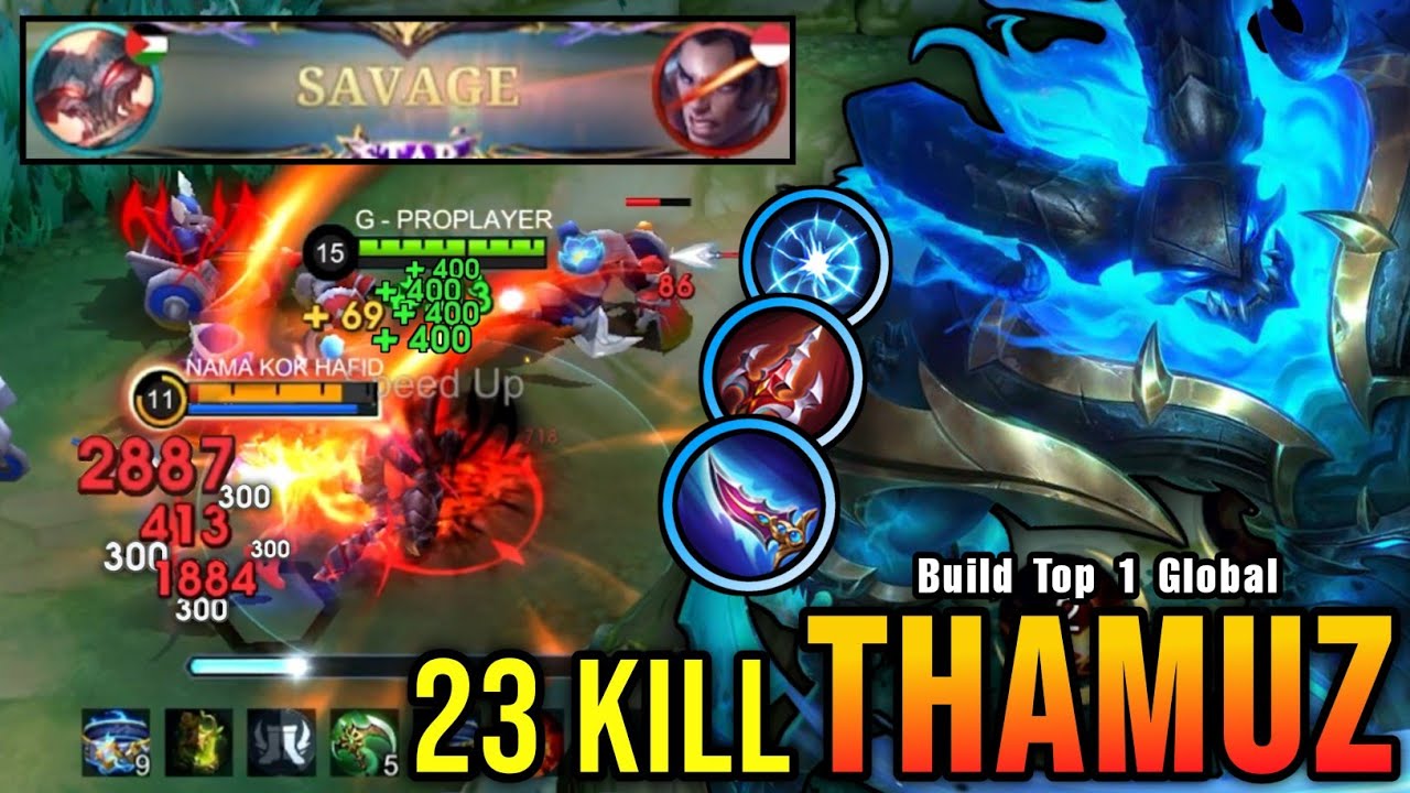 SAVAGE + 23 Kills!! Thamuz Best Build and Emblem!! - Build Top 1 Global Thamuz ~ MLBB