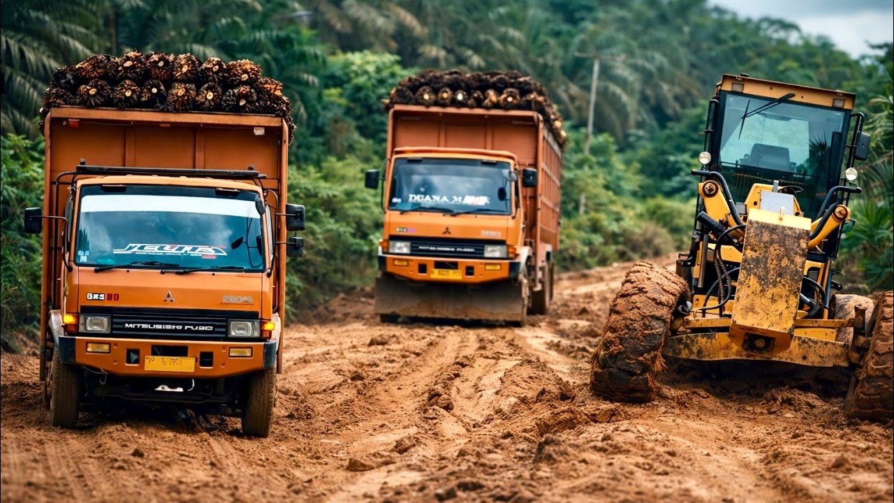 Takdir di Ujung Lumpur ‼️ Truk Sawit Bermuatan Penuh Hadapi Jalan Hancur