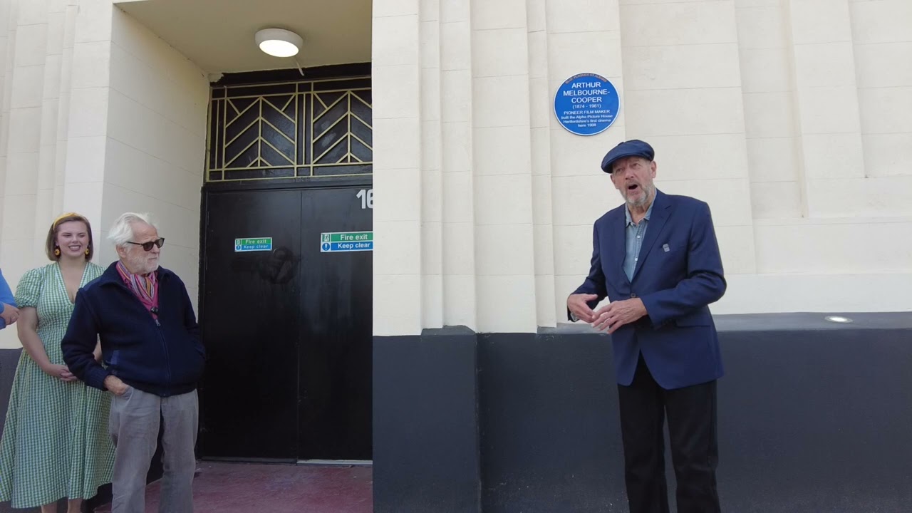 Blue plaque for Arthur Melbourne-Cooper on the Odyssey Cinema, St Albans