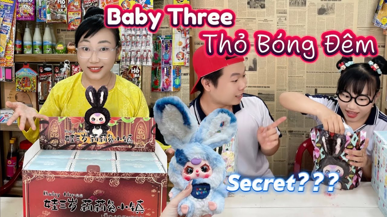 Nam Và Hằng Báo Unbox Set Baby Three Thỏ Bóng Đêm Quá Hồi Hộp