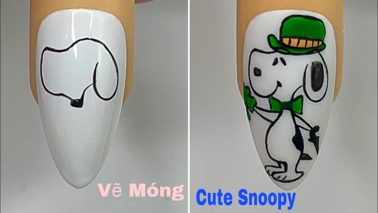 Cute Snoopy Nails Art For Beginner 💖Vẽ Chú Chó Snoopy 💅New Nails Design 💝 New Nails
