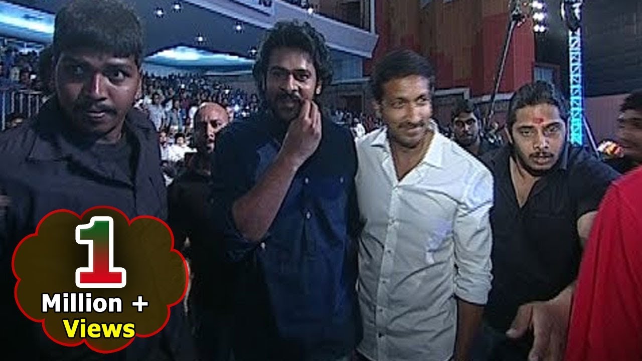 Handsome Hunk  Prabhas Grand Entry with Mustache twirling at Jil Audio Launch
