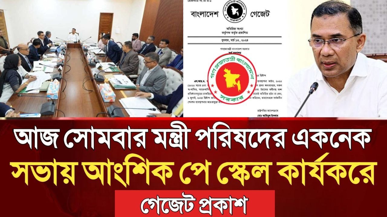 বড় সুখবর! আজ সোমবার মন্ত্রী পরিষদের একনেক সভায় আংশিক পে স্কেল কার্যকরে গেজেট প্রকাশ। pay scale news.