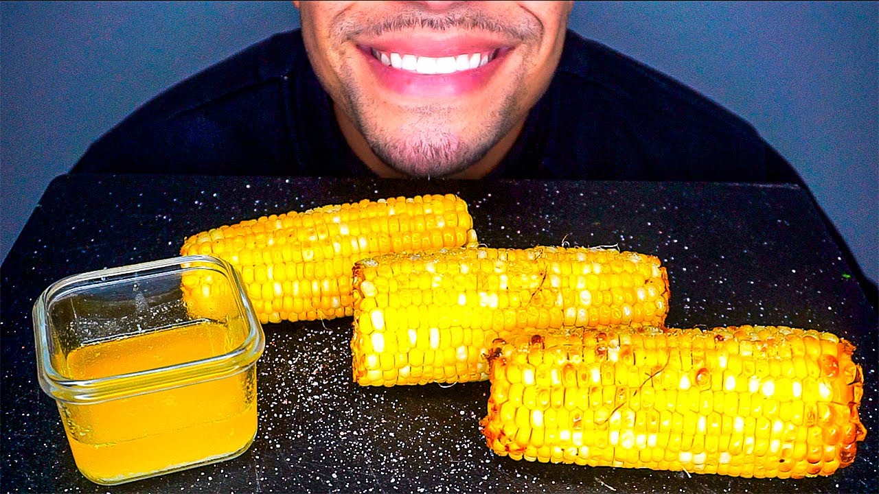 ASMR EATING BUTTERY CORN ON THE COB WITH BUTTER JUICE JERRY NO TALKING MUKBANG
