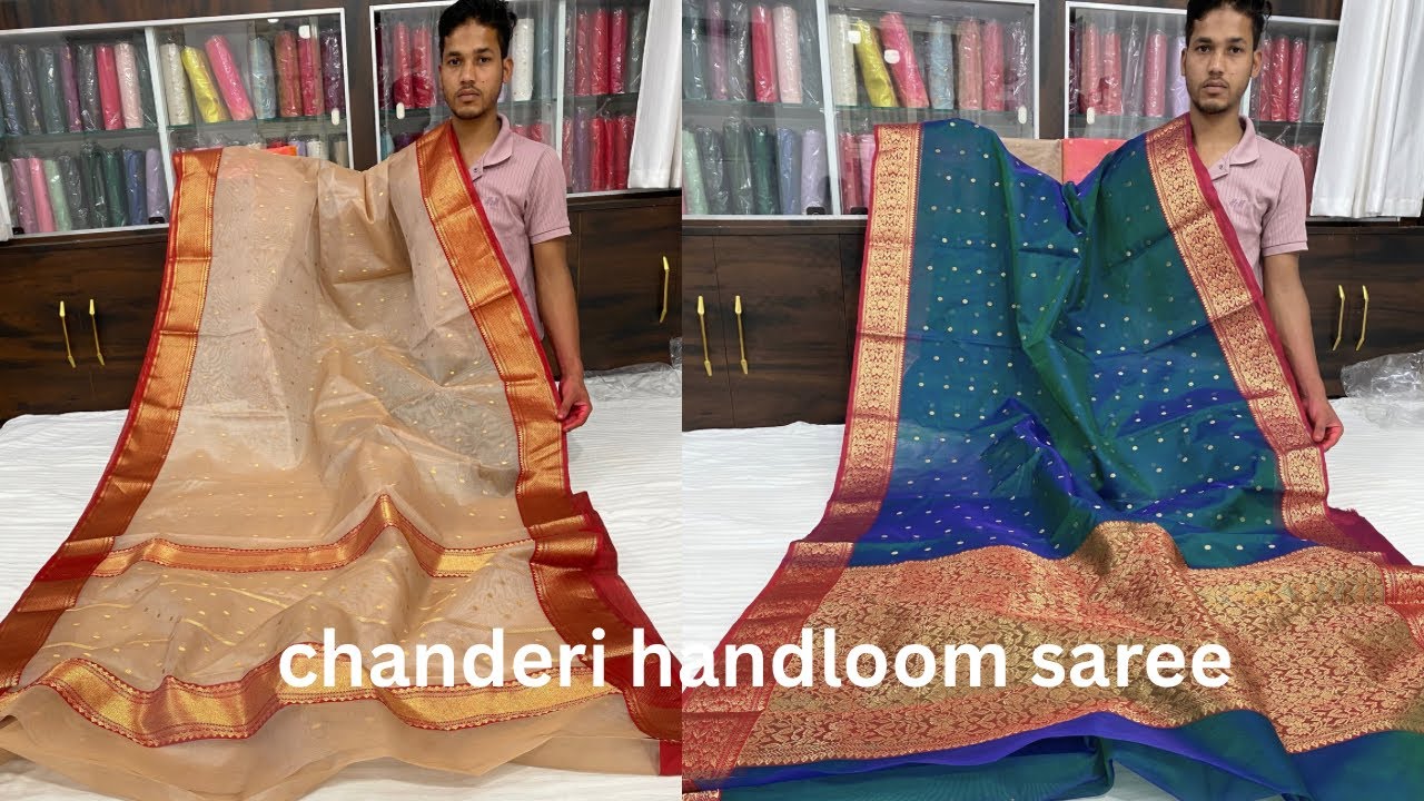 traditional Chanderi handloom sarees new stock collection wholesale price order now 7489212293￼