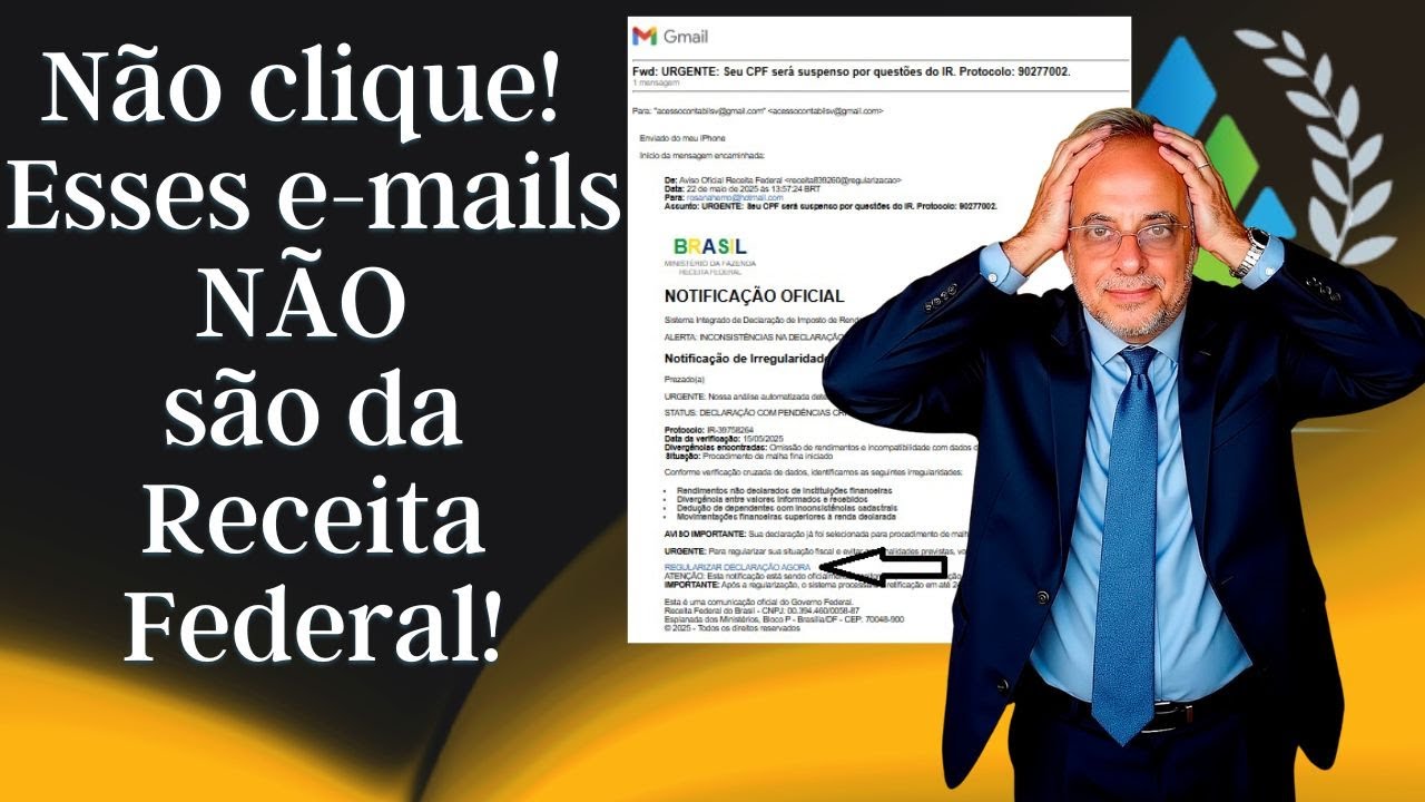 Não clique! Esses e-mails NÃO são da Receita Federal!