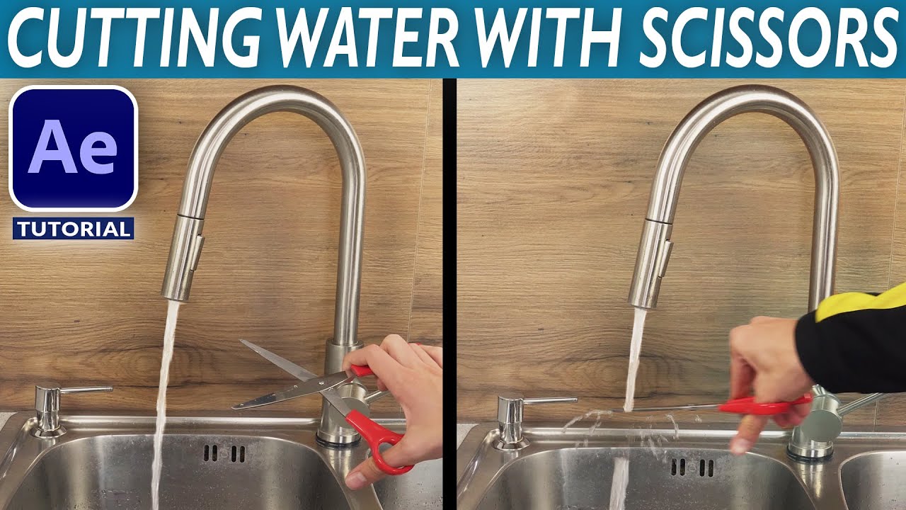 CUTTING WATER WITH SCISSORS - After Effects VFX Tutorial