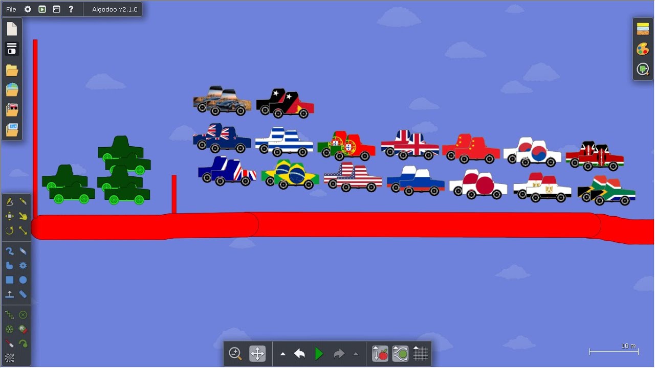Algodoo Infection Country Car Race 1!!!! Come back after a long times!!!!