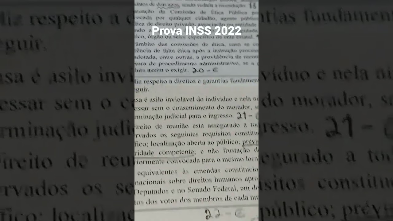 an&aacute;lise prova do concurso do INSS 2022 #concurso