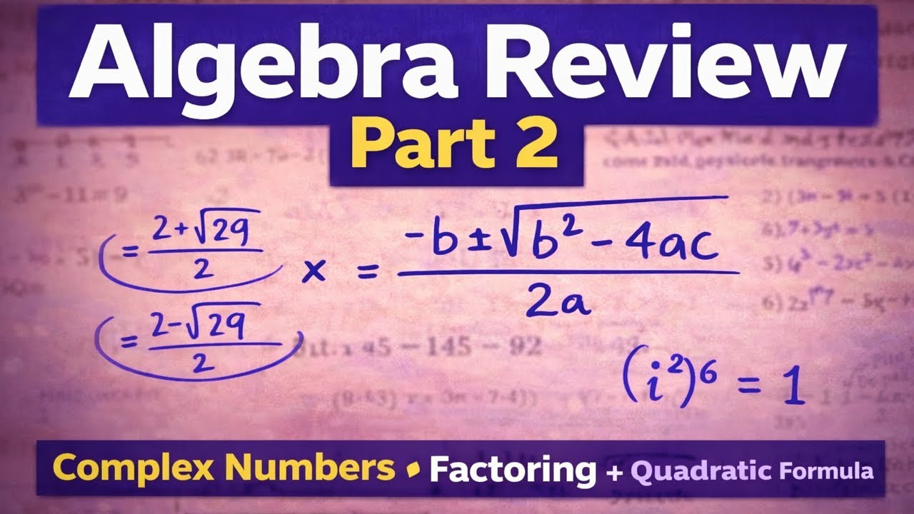 Algebra Review Part 2 | Factoring Polynomials, Complex Numbers & Quadratic Formula (Step-by-Step)