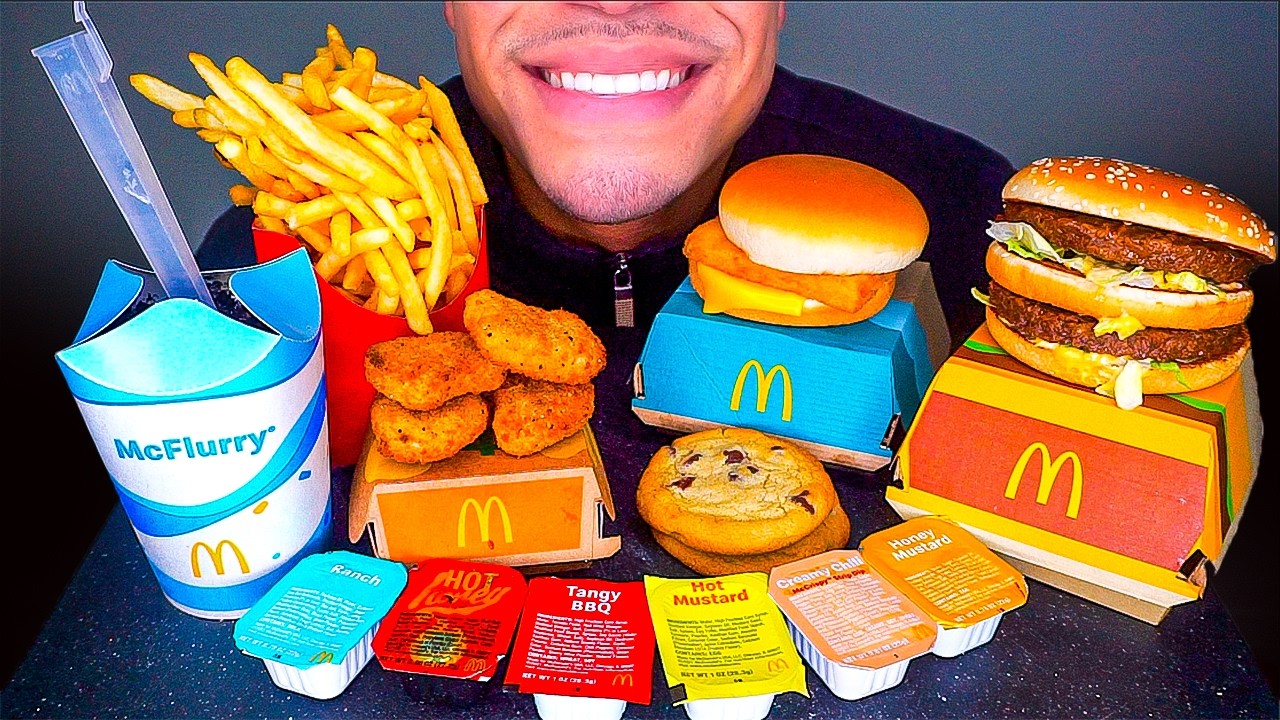 ASMR MCDONALD'S CHICKEN NUGGETS MUKBANG OREO MCFLURRY FILLET FISH BIG MAC FRIES EATING SHOW SOUNDS