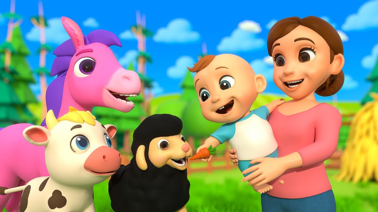 Racing Playtime with Farm Animals Nursery Songs | Wheels Go Round Newborn Rhymes | LuLu Melon
