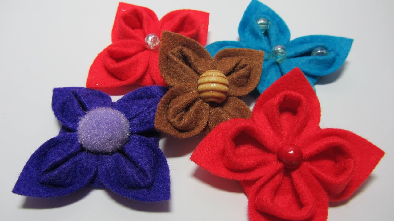 Tutorial: Flores de fieltro. Felt flowers.