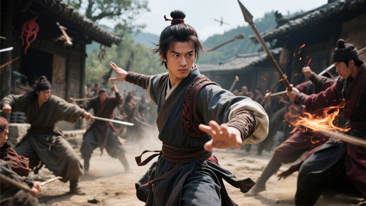 邪惡魔教搶劫村莊，功夫小夥兒關鍵時刻領悟蓋世神功，一人秒殺全場！🌞 中国电视剧 #武侠 #玄幻 #功夫 #废材 #逆袭  #中国电视剧 #江湖夜雨十年灯 #包上恩 #周翊然