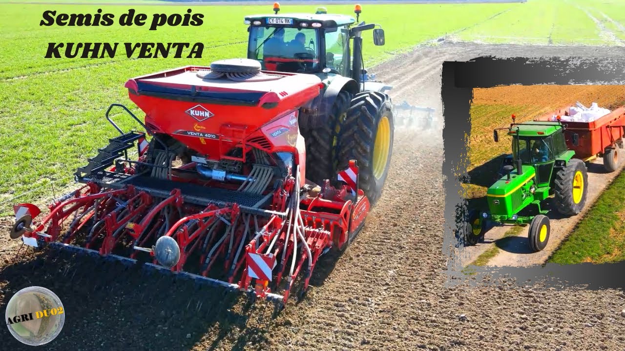 Semis des pois de printemps / nouveau KUHN VENTA / JOHN DEERE 6190r / 4230