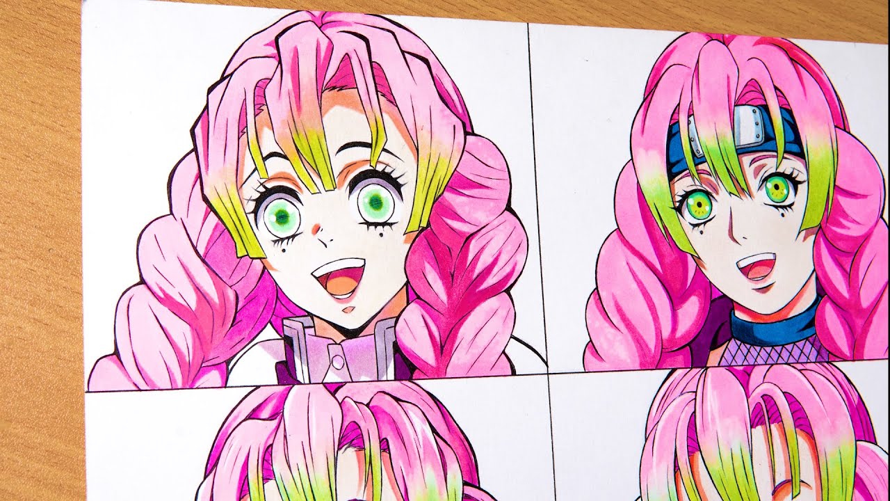 Drawing KANROJI MITSURI in different Anime Styles - Demon Slayer (鬼滅の刃)
