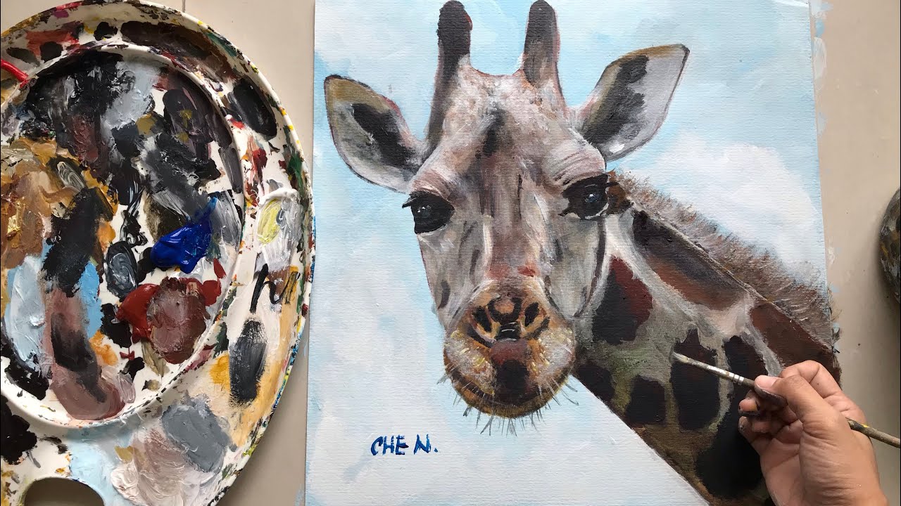 How to Paint a Giraffe/ Painting Tutorial by Cheryl Navarro