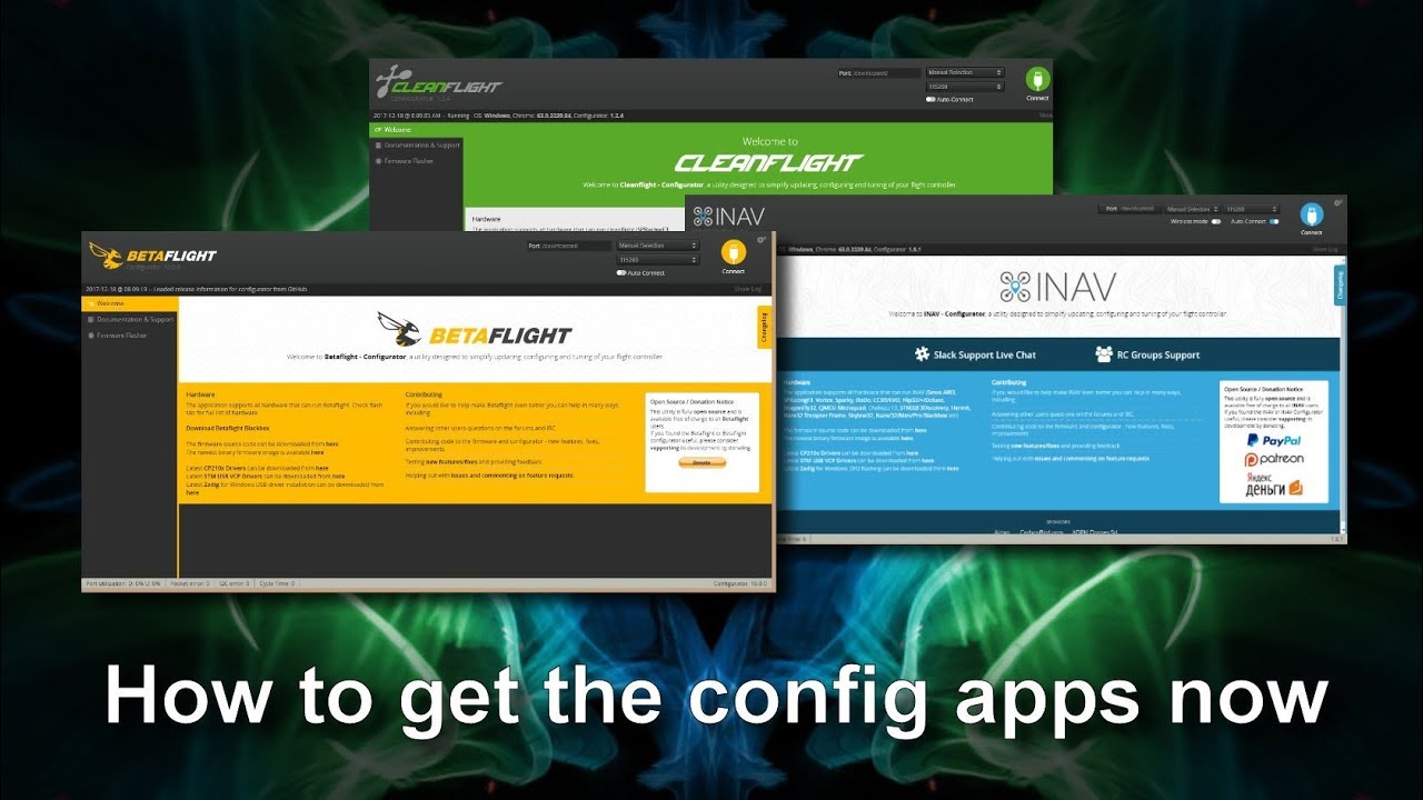 Where to Download the Betaflight, iNavflight and Cleanflight Configuration Applications From