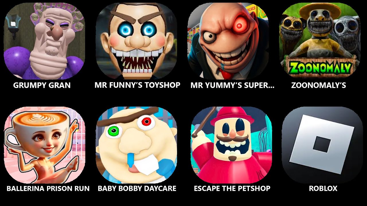 ROBLOX GRUMPY GRAN! (SCARY OBBY),MR FUNNY'S TOYSHOP! (SCARY OBBY),ESCAPE THE PETSHOP! (OBBY)#roblox