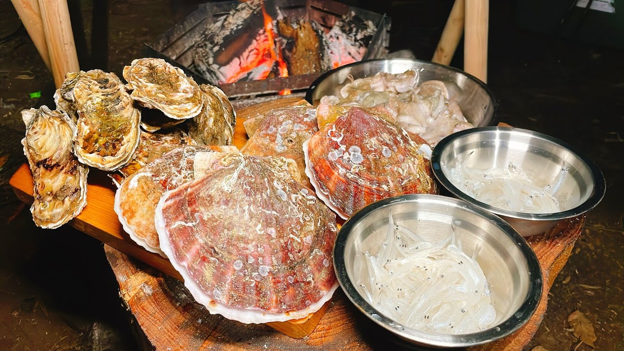 ひみつ基地に初めての来客‼大量の海鮮でおもてなしする大人BBQキャンプ