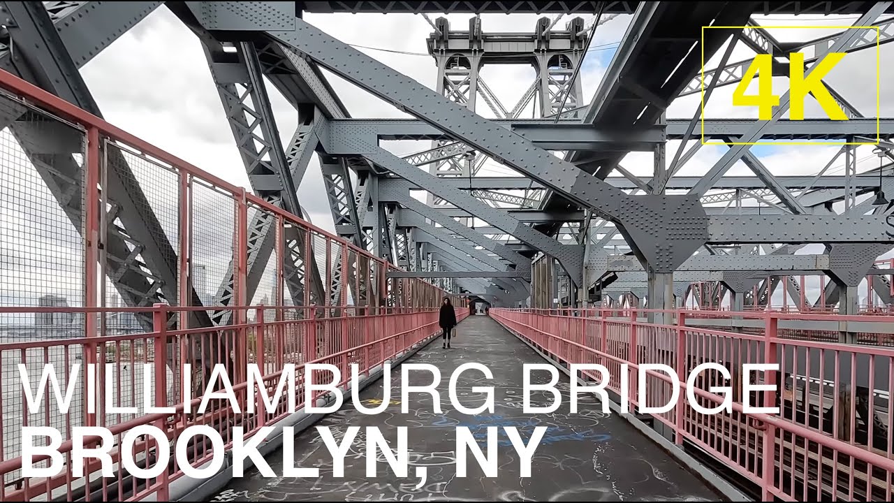 Crossing the WILLIAMSBURG BRIDGE, from Brooklyn into Manhattan | 4K Walk