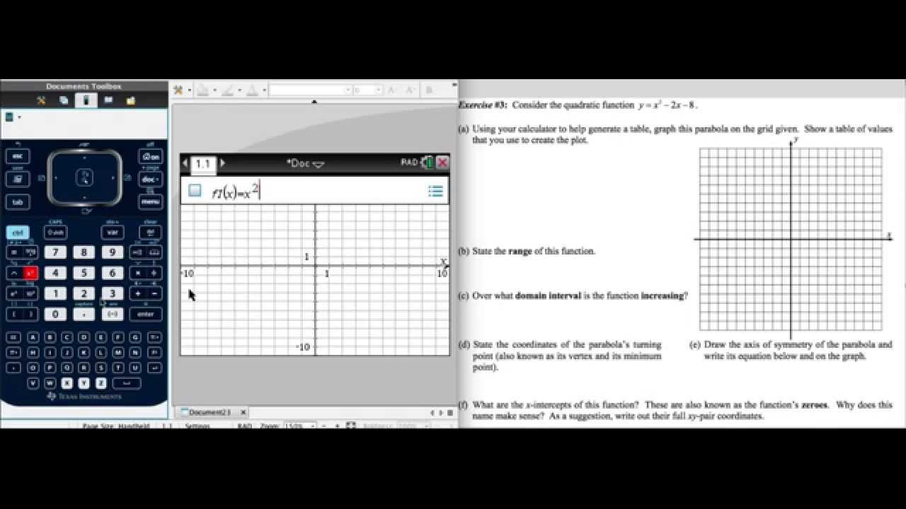 Graphing & Analyzing Quadratic with TI-Nspire CX