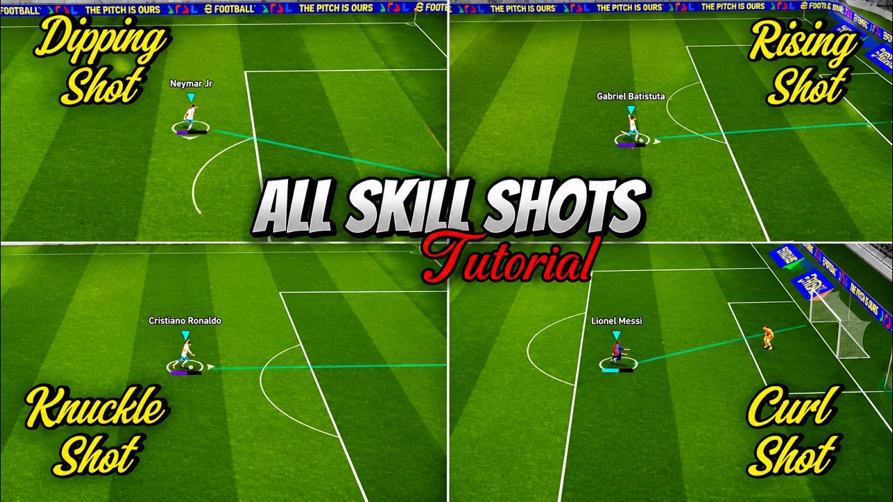 All 8 Types of SKILL SHOTS Tutorial  ✨ eFootball 2025 Mobile 🎮