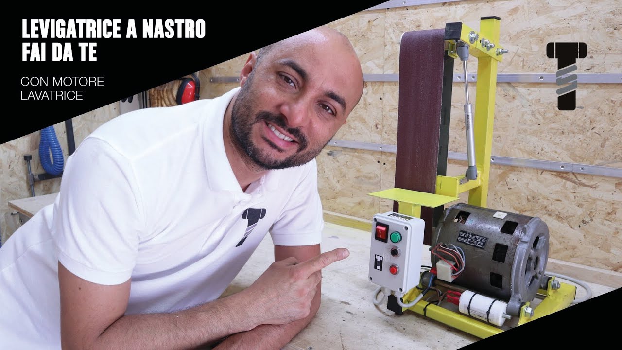 Levigatrice a nastro fai da te con motore da lavatrice