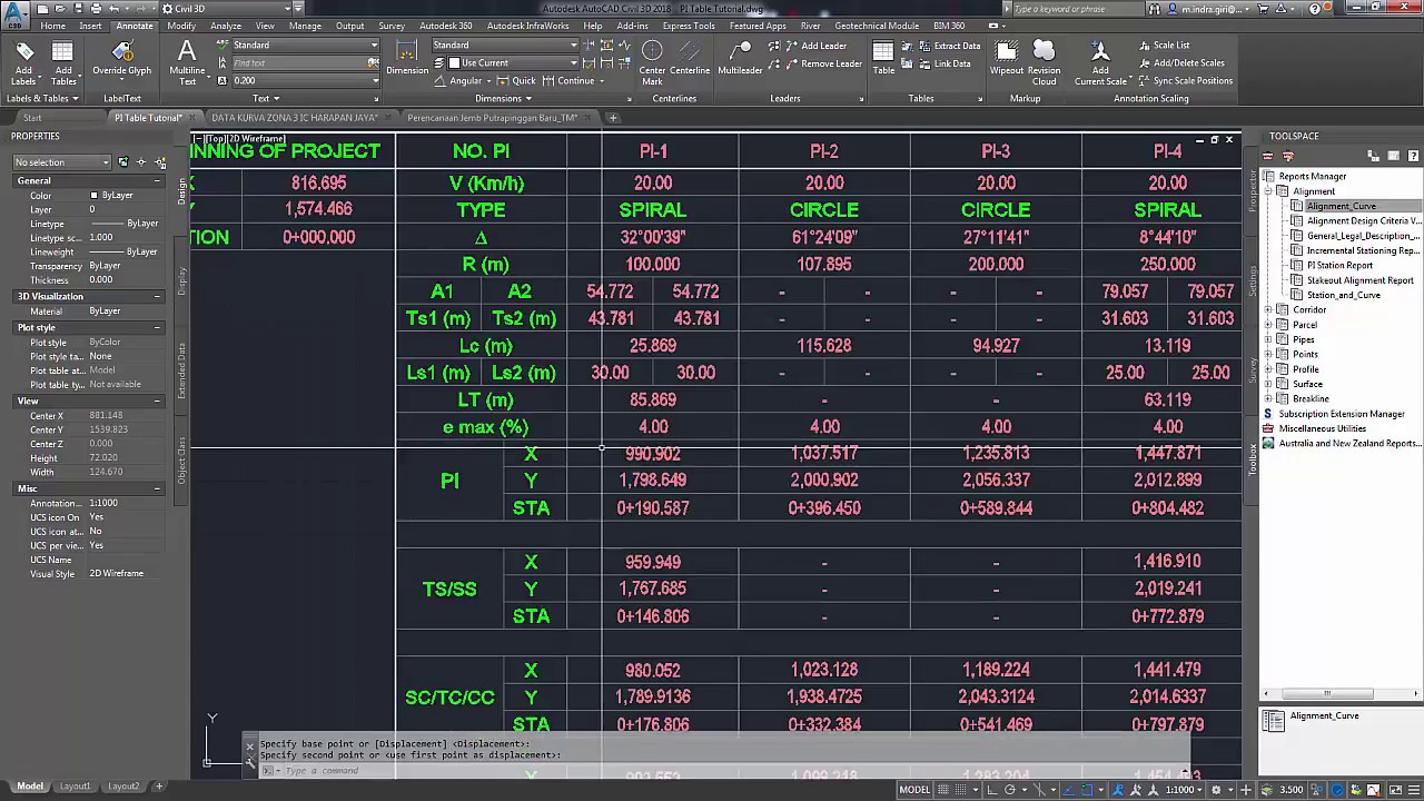 Customize Curve Table in Civil 3D