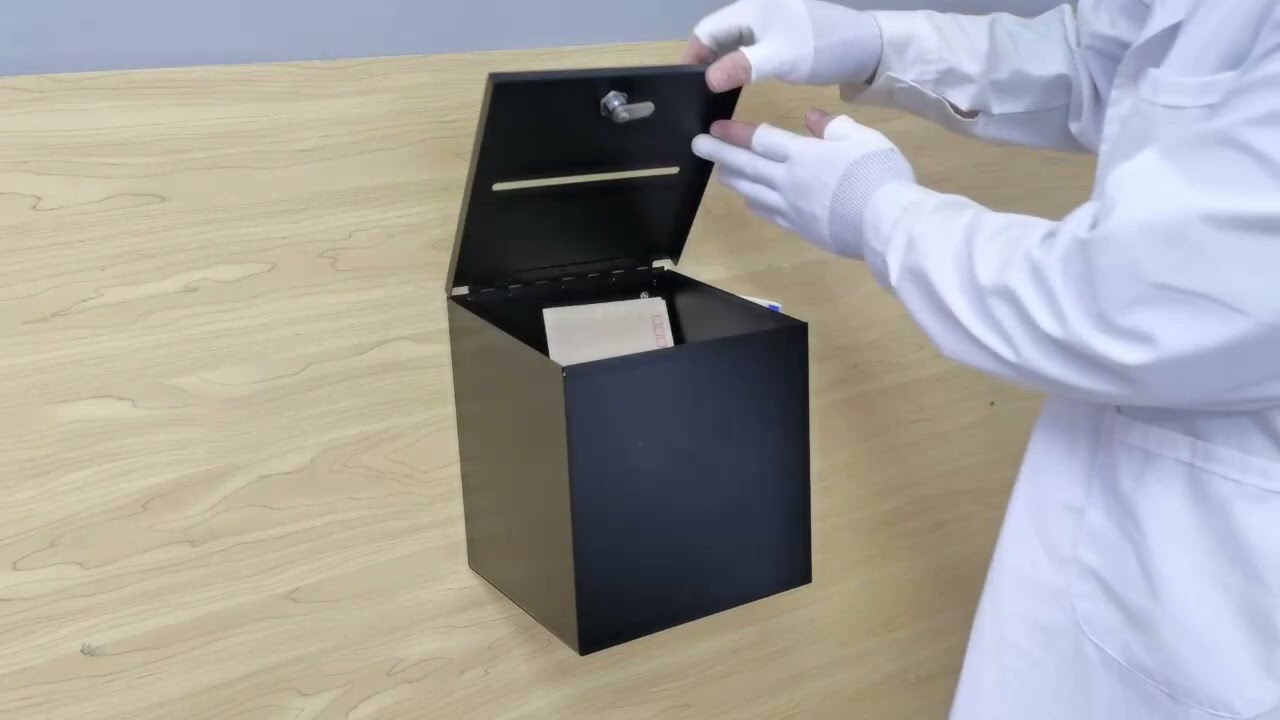 10918 BLACK metal suggestion donation tithes offering box ballot box key drop fixturedisplays 3D