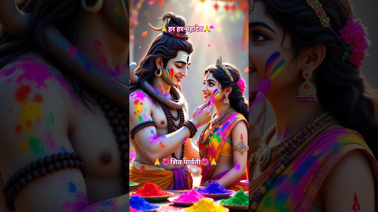 Shiv Parvati Holi Status ♥️ 🔱🙏| Happy Holi Status 🌈✨ | #shorts #viral #shiv #mahadev #holi #love #ai