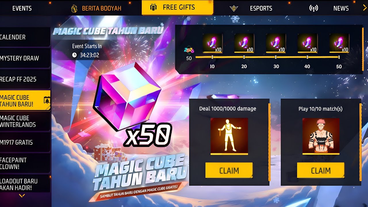 FREE MAGIC CUBE 🤯 + FREE EMOTES 🕺🗣️ NEW EVENT 🤯 CLAIM ✅ FREE REWARDS 💎 FF EVENT GARENA FREE FIRE 🔥🔥