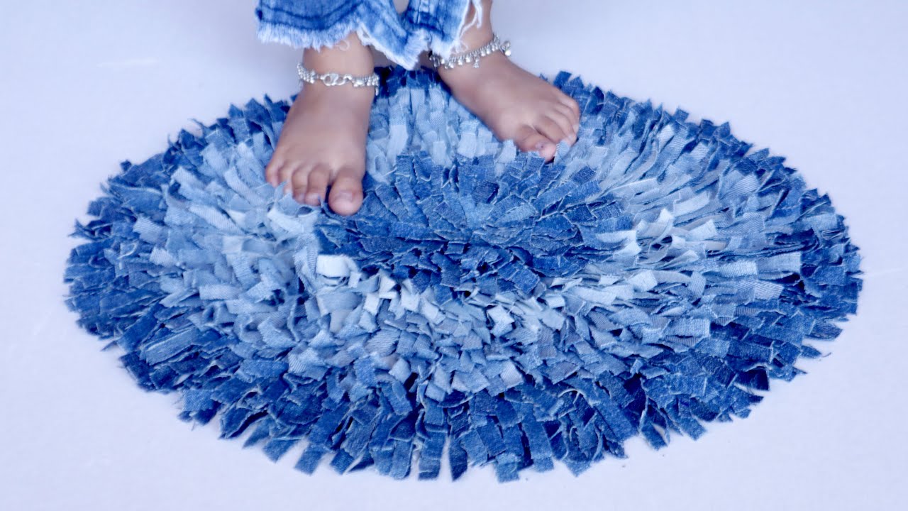 Easy !!! Doormat Making at Home Using Old Jeans || Old Jeans Recycling