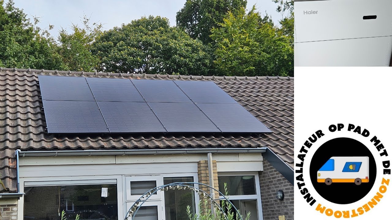 8 Jinko 445 zonnepanelen plaatsen met een Haier 3.6KW omvormer en 5.38kWh batterij