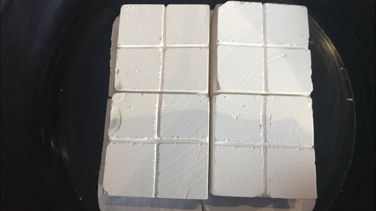 Crumbling plain gym chalk and reformed gym chalk