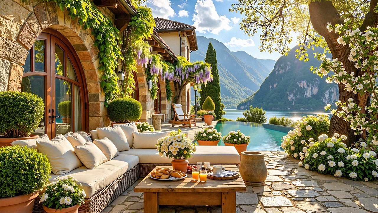Peaceful Lakeside Jazz Escape | Stone Villa & Smooth Jazz To Unwind