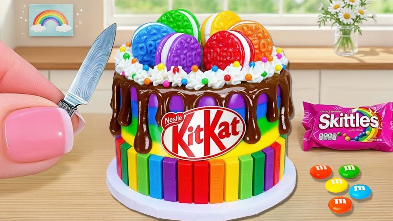 Вкусный радужный торт Kitkat ❤️🌈 Расслабляющее ASMR-видео с мини-тортом Kitkat 💗 Красивые мини-то...