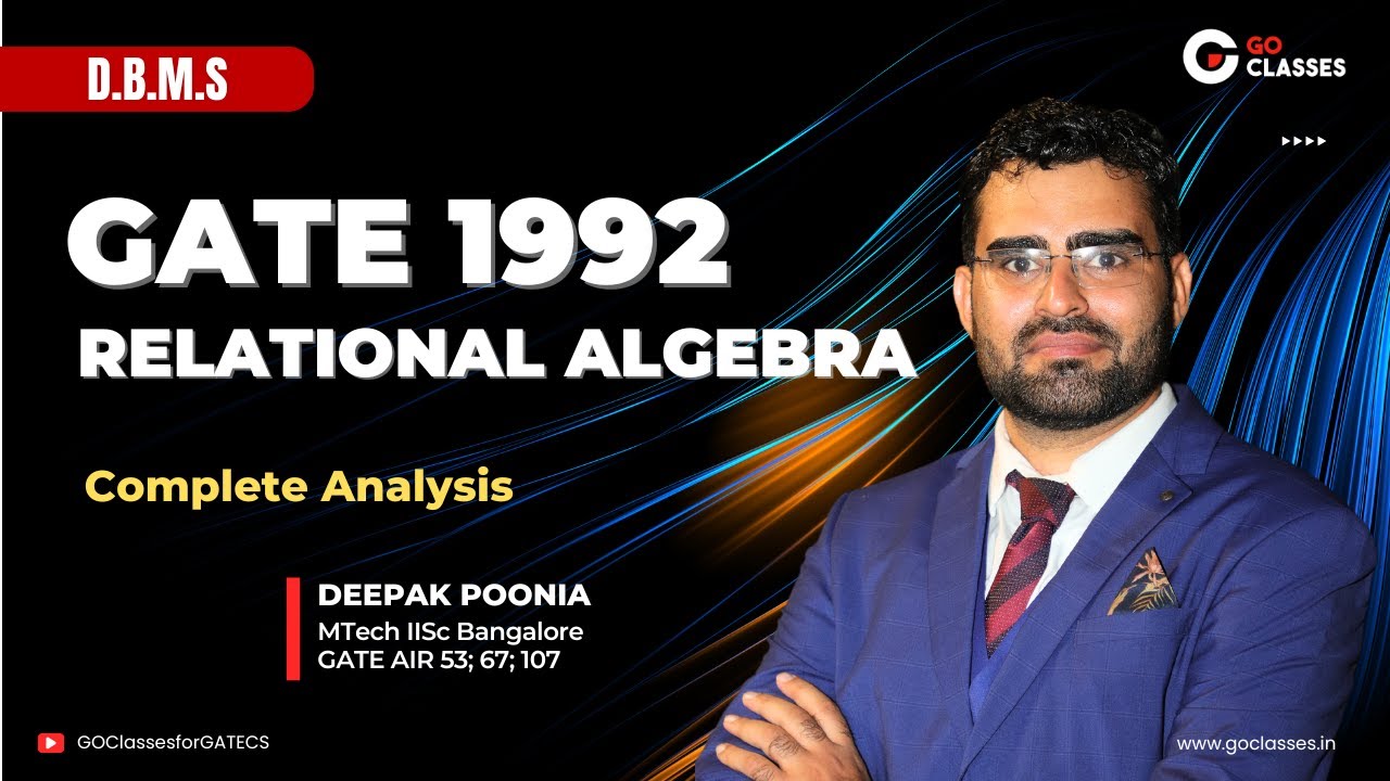 GATE CSE 1992 - Relational Algebra | Hotels serve snacks that Rama likes | DBMS | Deepak Poonia