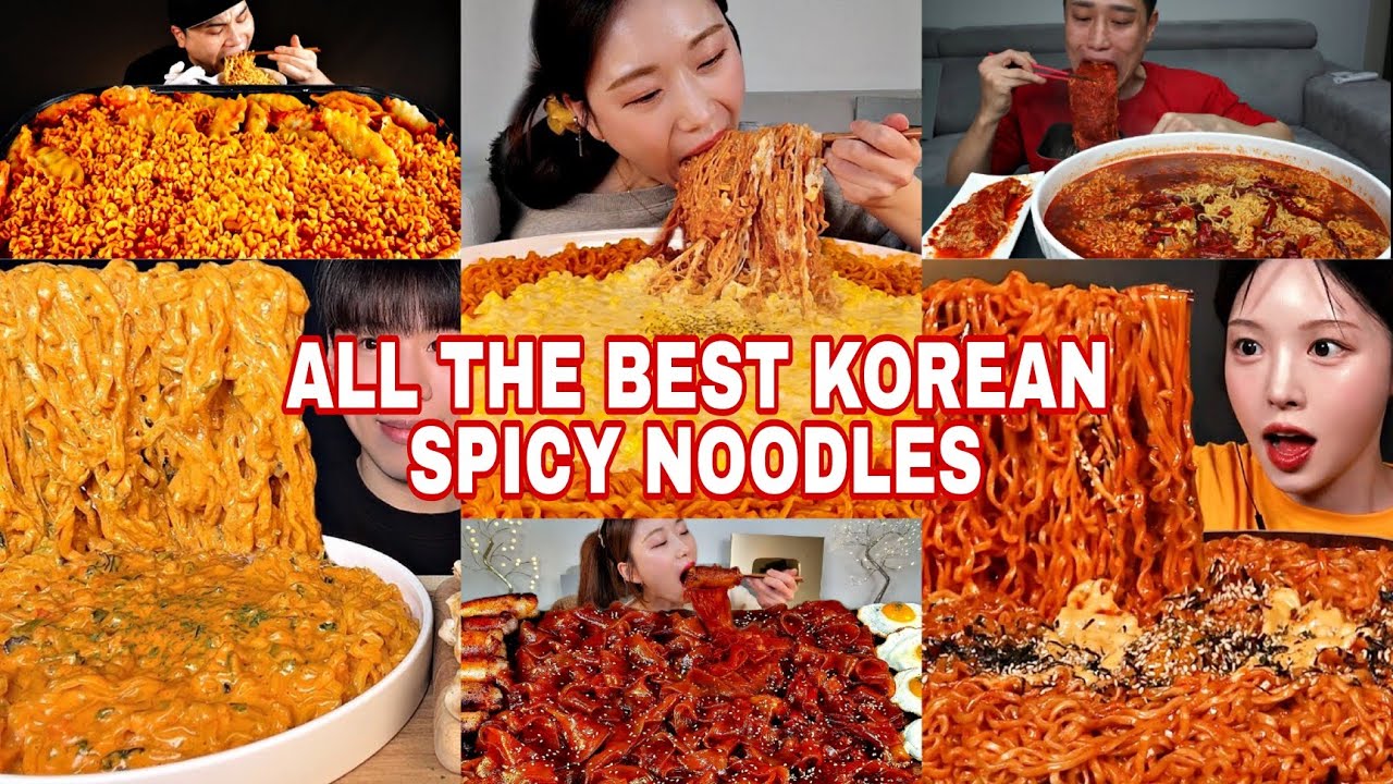 The BEST Of Korean Spicy Noodles ASMR REAL MUKBANG (Compilation)