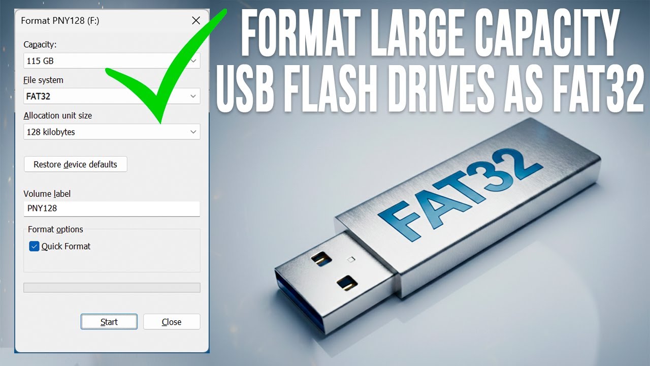 Как отформатировать USB-флешку большой емкости в формате FAT32 в Windows 11