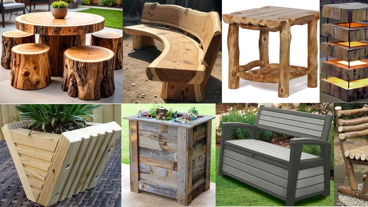 Outdoor wood furniture and wood d&eacute;cor pieces ideas